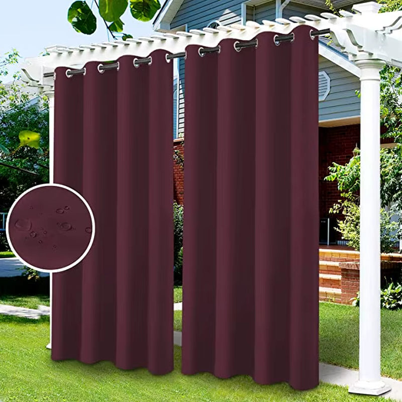 Outdoor Curtains Waterproof Garden Uv Exterior Curtain Sunlight Blackout Curtain for Patio Porch Pergola Covered Terrace Gazebo