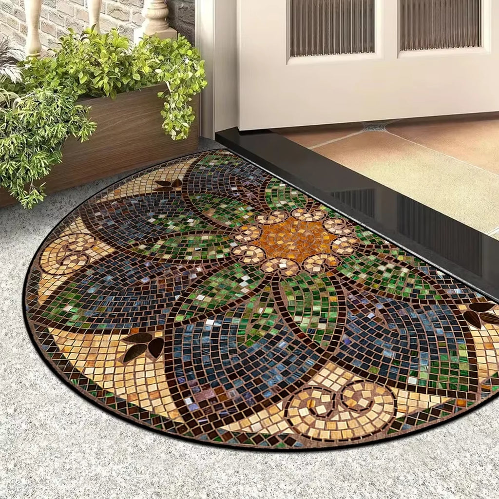 VIKAMA Summer American-Style Retro Anti-Slip Entrance Door Mat, Wear-Resistant Entrance Hall Absorbent Carpet, Home Decoration