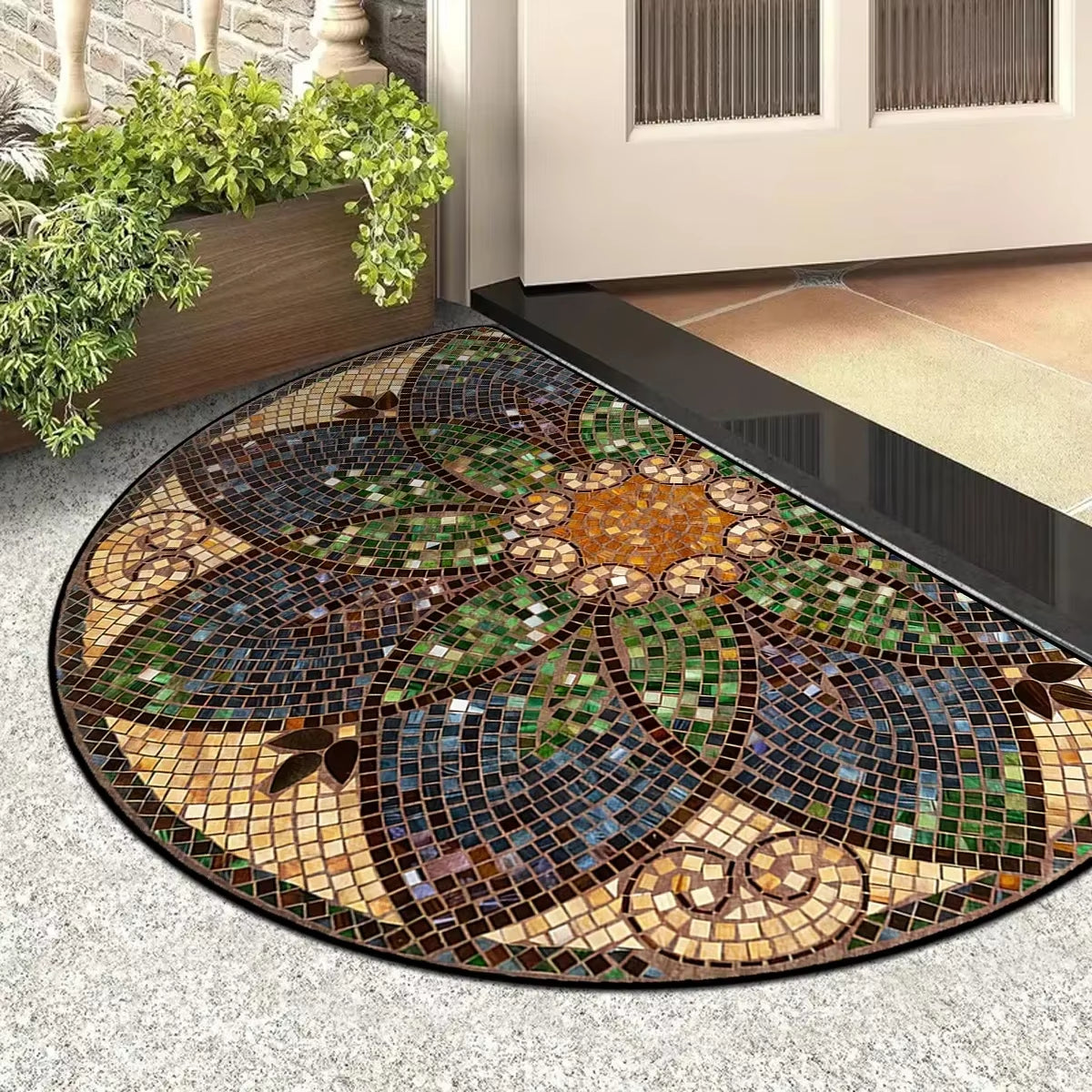 VIKAMA Summer American-Style Retro Anti-Slip Entrance Door Mat, Wear-Resistant Entrance Hall Absorbent Carpet, Home Decoration