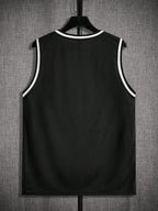Manfinity ZONE917 Knit Mesh Letter Print Men'S Sleeveless Jersey Tank Top, Summer