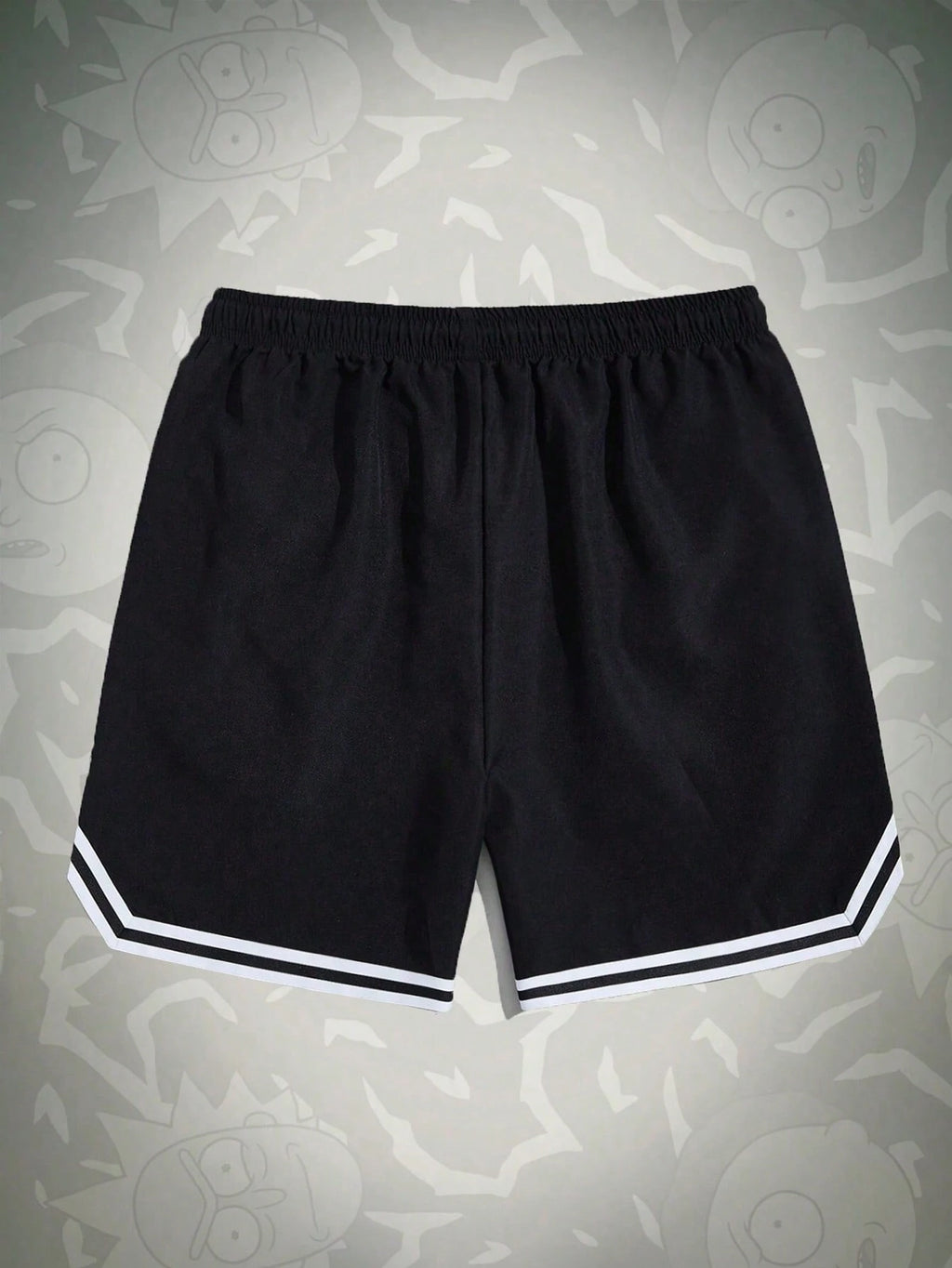 ROMWE MEN Rick and Morty | ROMWE Men Cartoon & Letter Graphic Striped Trim Drawstring Waist Basketball Shorts, School