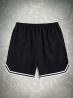 ROMWE MEN Rick and Morty | ROMWE Men Cartoon & Letter Graphic Striped Trim Drawstring Waist Basketball Shorts, School