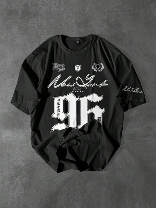 PAVTROS Manfinity Streetrush Men'S Casual Minimalist Printed round Neck Short Sleeve T-Shirt