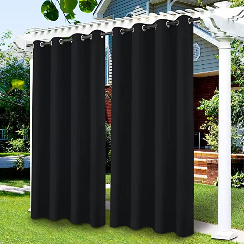 Outdoor Curtains Waterproof Garden Uv Exterior Curtain Sunlight Blackout Curtain for Patio Porch Pergola Covered Terrace Gazebo