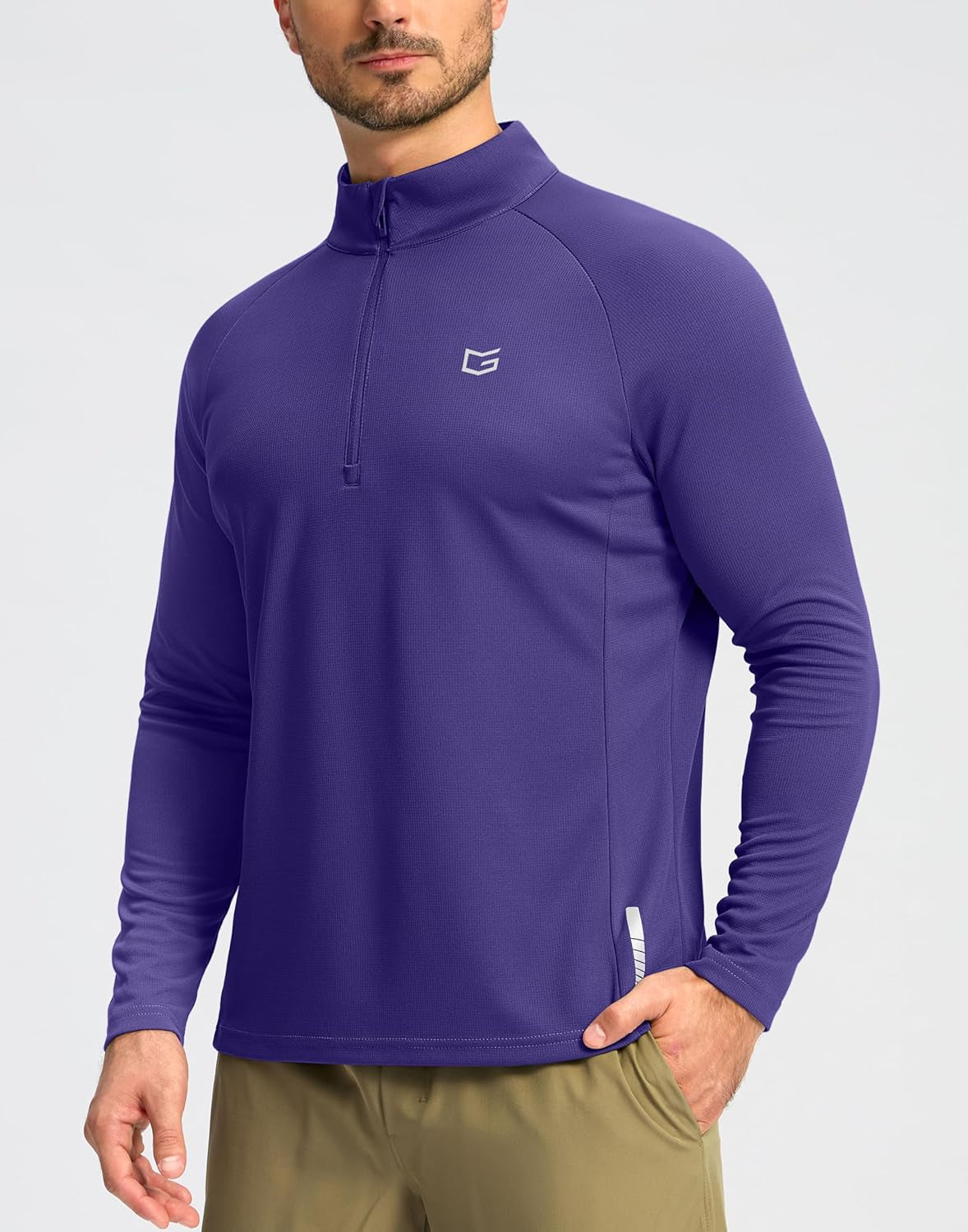 Men'S Running Shirts Long Sleeve Athletic Shirt Lightweight Quick Dry Quarter Zip Pullover for Men Workout Gym Golf