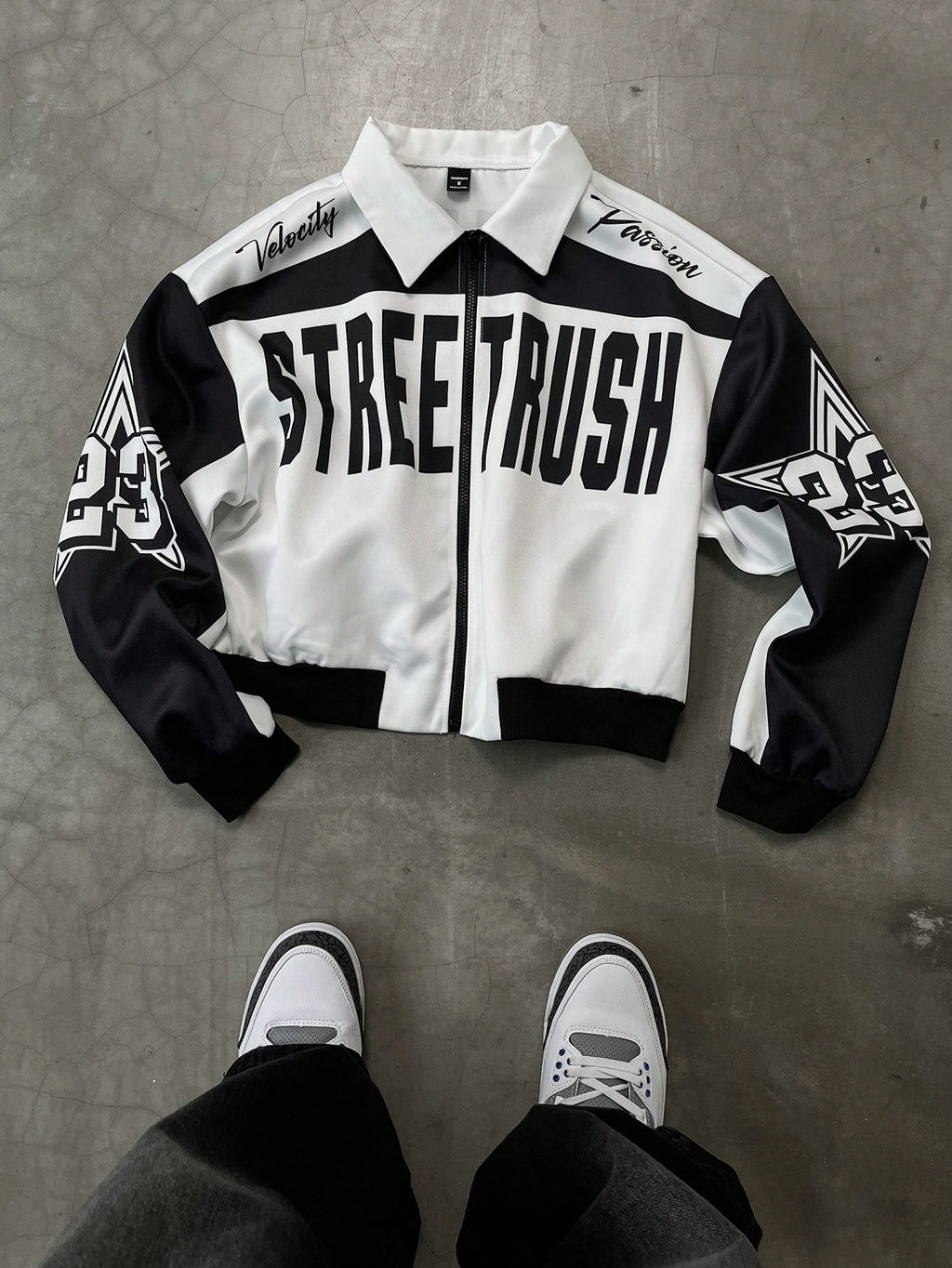 PAVTROS Manfinity Streetrush Men Colorblock Letter Print Short Bomber Jacket, Y2K Zip up Graphic Street Wear,Hip-Hop Street,Boy Friend Gifts, Fall