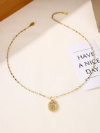 1Pc Elliptical Micro-Inlaid Cubic Zirconia Virgin Mary Pendant Necklace, Stainless Steel, Simple Religious Accessory Suitable for Women, Wedding, Party, Daily Wear. Jewelry Gift for Mom