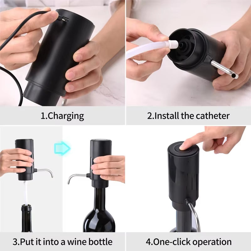 Electric Wine Opener Automatic Wine Aerator Rechargeable Wine Corkscrew Foil Cutter Opener Wine Lover Party Kitchen Tool Gifts