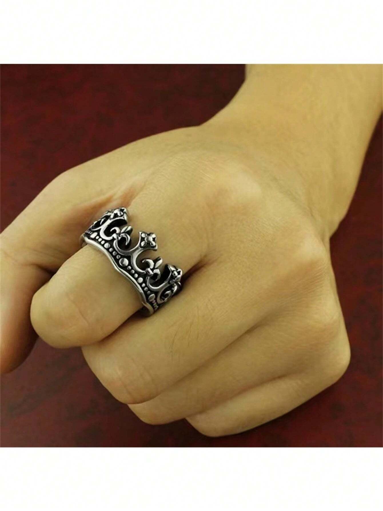 Unique Holiday Daily Wear Fashion Light Luxury Elegant Classic Retro Crown King Ring Popular Multiple Punk Minimalist Biker Men'S Ring Europe and the United States Noble Niche Flash Valentine'S Day Gift Jewellery,Mom,Mother,Mother'S Day,Gift