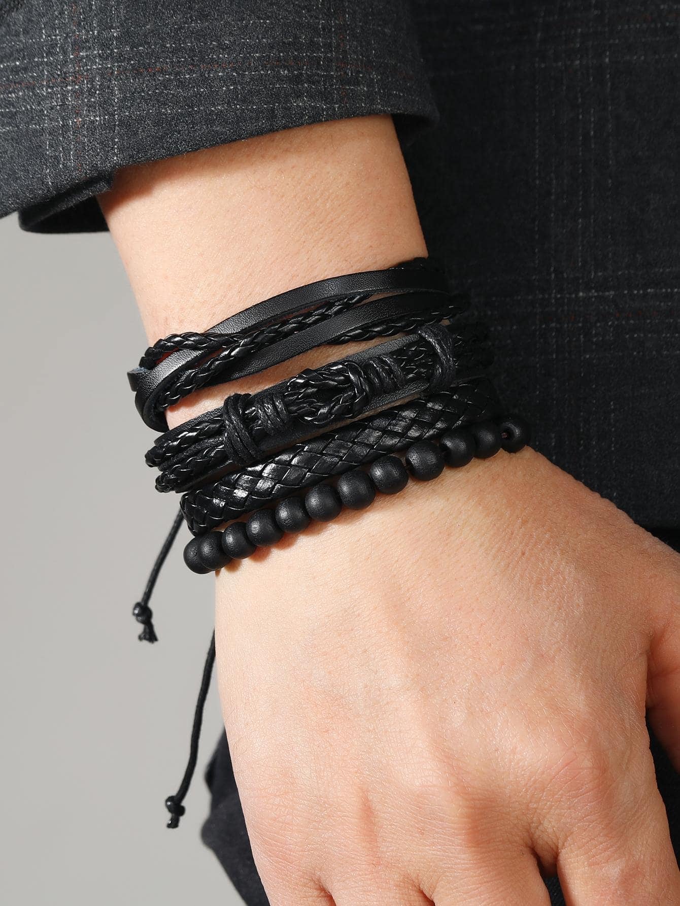 6Pcs Vintage Braided Leather Bracelet DIY Kit, Men'S Wristband Accessories Suitable for Everyday Wear, Great Gift for Friends and Family