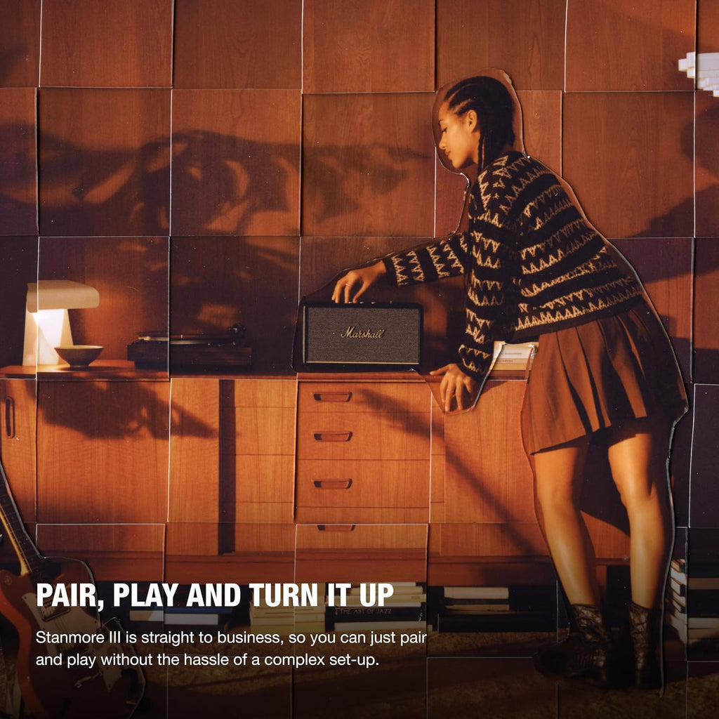 Stanmore III Bluetooth Home Speaker - Loud Stereo Sound with Bass and Treble Controls | Plug-In Powered | Record Player Compatible | RCA and 3.5 Mm Aux Inputs - Black