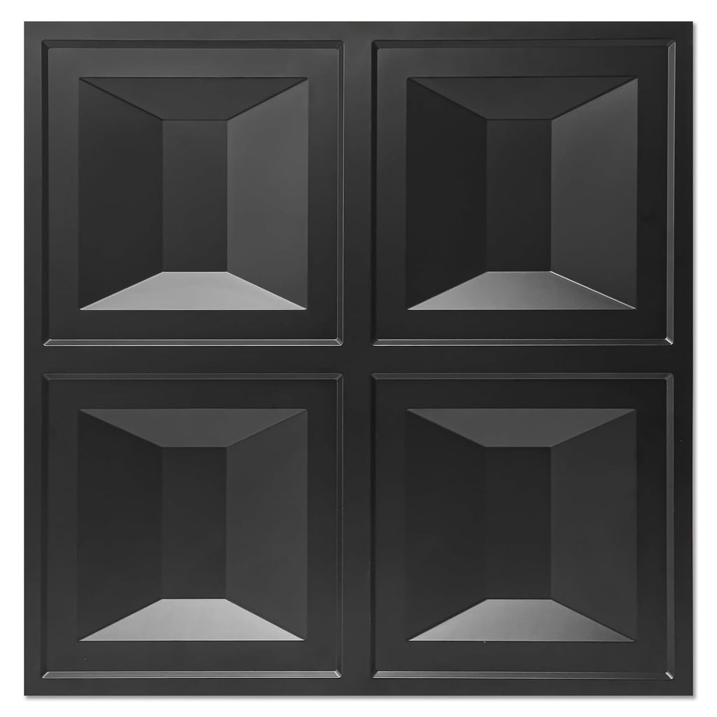 Drop Ceiling Tiles 24X24, 12 Sheets PVC Decorative Glue up Ceilng Panels 2X2, Black