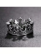 Unique Holiday Daily Wear Fashion Light Luxury Elegant Classic Retro Crown King Ring Popular Multiple Punk Minimalist Biker Men'S Ring Europe and the United States Noble Niche Flash Valentine'S Day Gift Jewellery,Mom,Mother,Mother'S Day,Gift