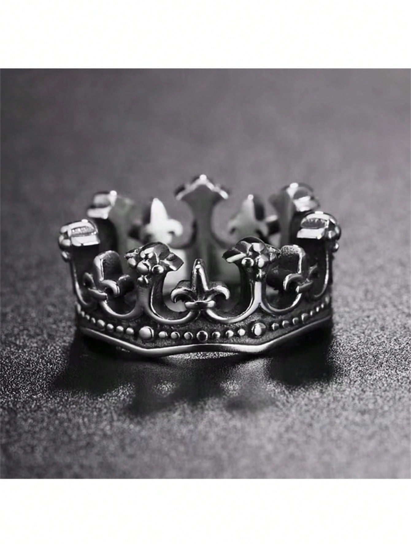 Unique Holiday Daily Wear Fashion Light Luxury Elegant Classic Retro Crown King Ring Popular Multiple Punk Minimalist Biker Men'S Ring Europe and the United States Noble Niche Flash Valentine'S Day Gift Jewellery,Mom,Mother,Mother'S Day,Gift