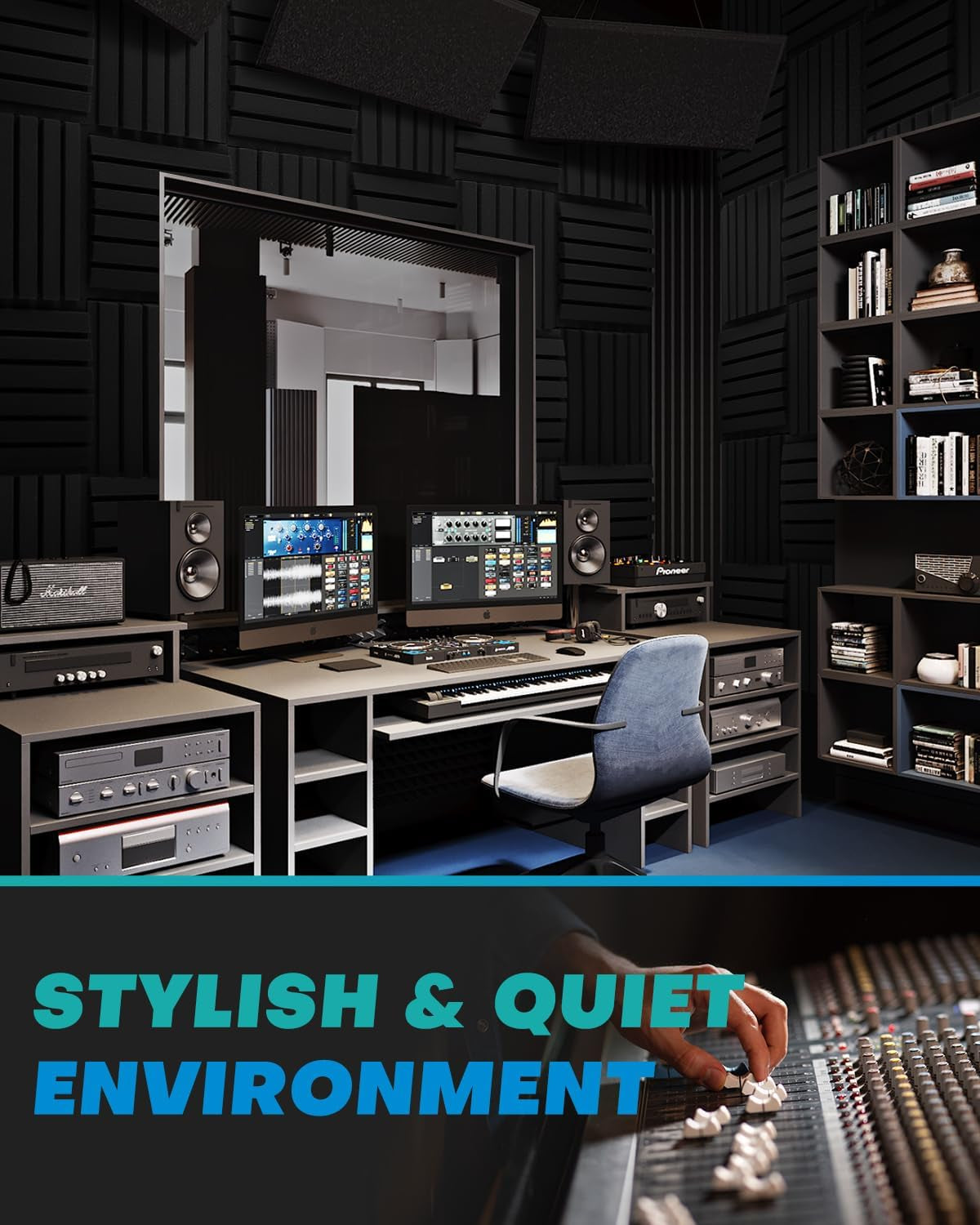 36Packs Curved Sound Proof Foam Panels for Walls, 2" Acoustic Panels Sound Absorbing Dampening, Soundproofing Noise Reducing Cancelling Treatments for Home Office Recoding Studio Decor, 2X12X12 Black