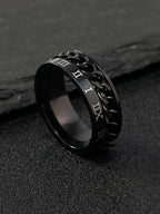 1Pc Men Roman Numeral Detail Chain Decor Ring, Stainless Steel Jewelry Goth Punk Jewelry for Jewelry Gift