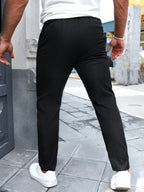 Manfinity Homme Men'S Casual Solid Color Tapered Suit Pants