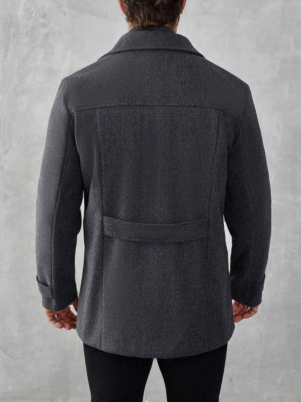 Manfinity Mode Men'S Solid Color Zip Front Casual Loose Autumn Going Out Casual Dark Grey Overcoat, for Friends, Husband, Boyfriend Gifts, Old Money Style