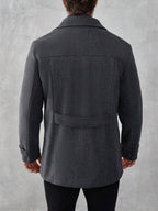 Manfinity Mode Men'S Solid Color Zip Front Casual Loose Autumn Going Out Casual Dark Grey Overcoat, for Friends, Husband, Boyfriend Gifts, Old Money Style