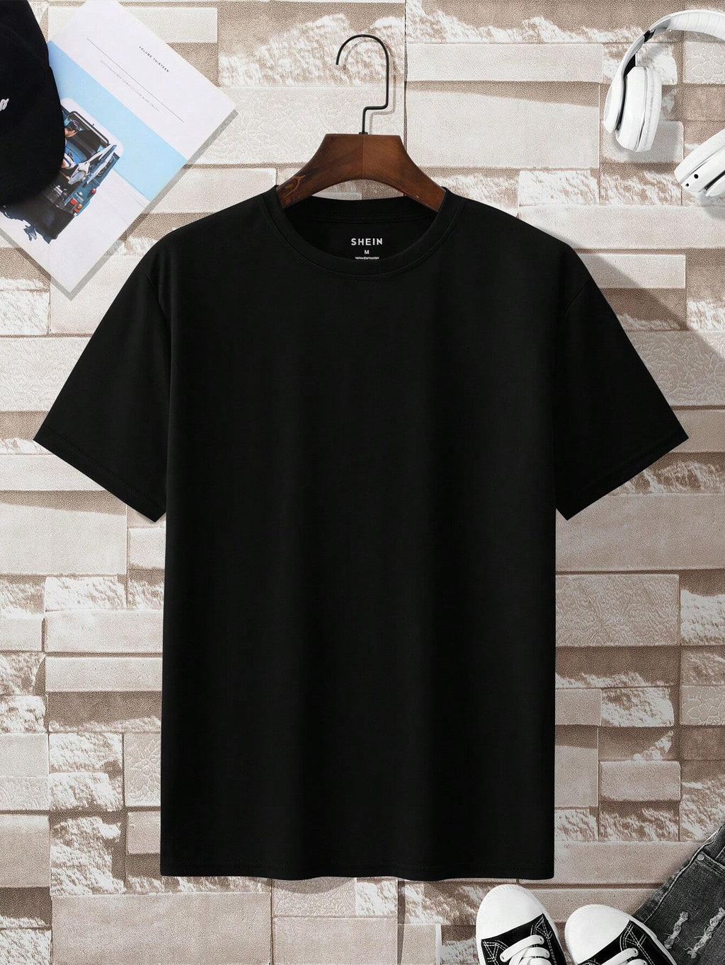 Manfinity Dauomo Men Summer Casual Solid Color Short Sleeve Tee