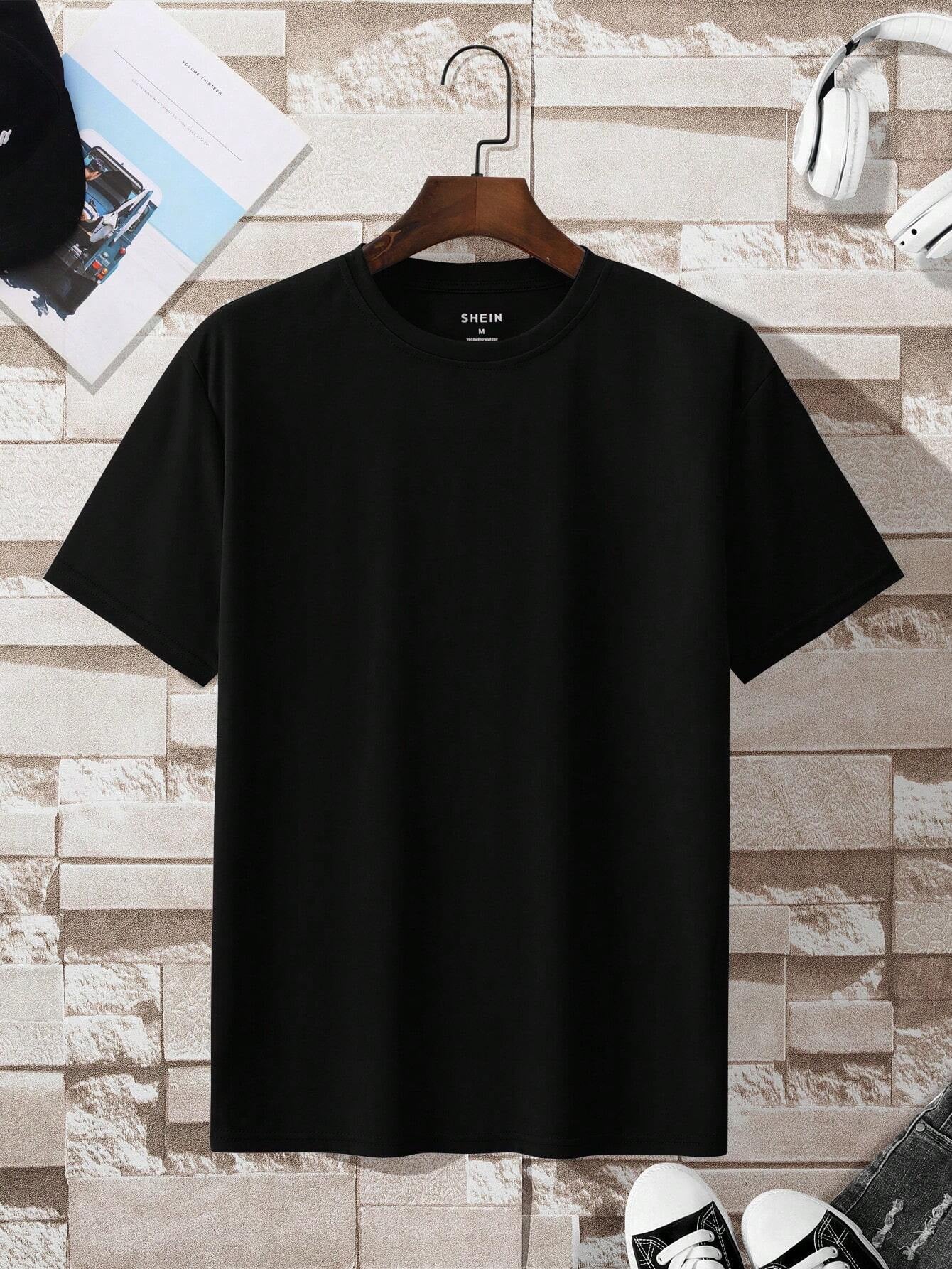 Manfinity Dauomo Men Summer Casual Solid Color Short Sleeve Tee
