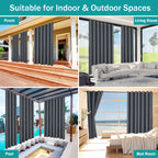 Outdoor Curtains Waterproof Garden Uv Exterior Curtain Sunlight Blackout Curtain for Patio Porch Pergola Covered Terrace Gazebo