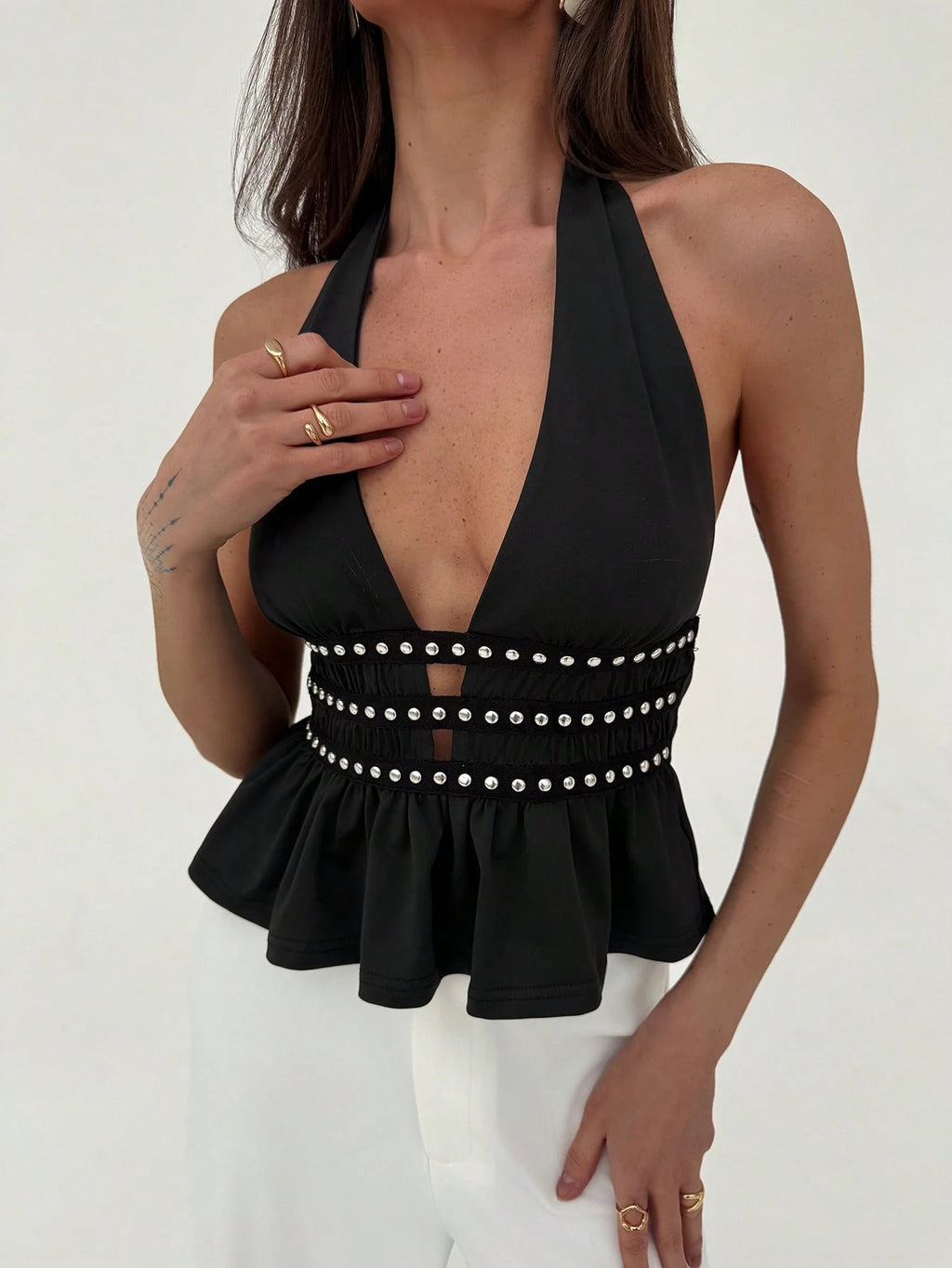 Aloruh Women'S Casual Minimalist Halter Halter Top, Daily Wear Concert Women Rave Festival Country Concert Ibiza Nashville Western Wear Women Western Boho Streetwear Tropical Gyaru Western Wear Women Western Gyaru Streetwear