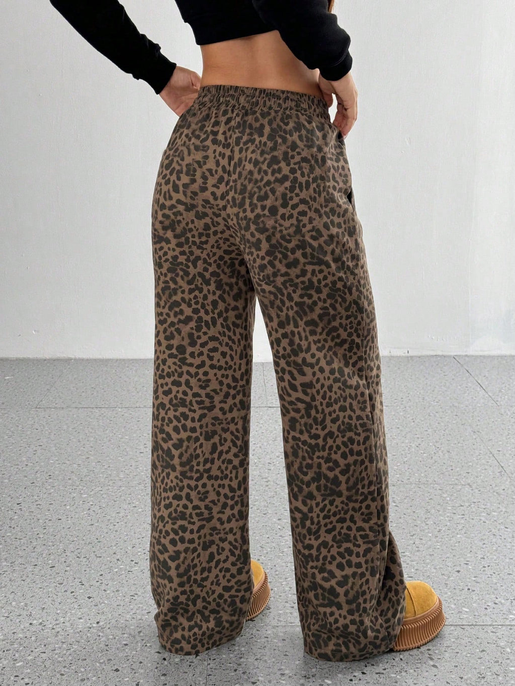 Women'S Leopard Print Casual Wide Leg Loose Slim Pants