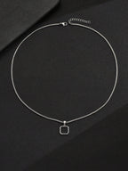 1Pc Simple Punk Black Painted Pendant Necklace with Stainless Steel Chain, Daily and Business Accessory for Men