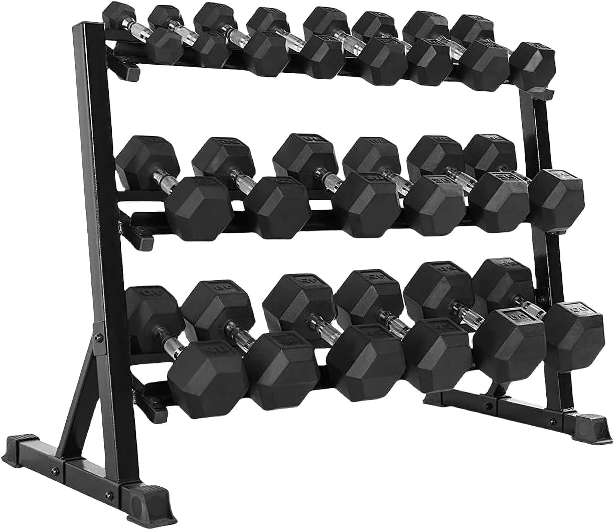 3 Tier Dumbbell Rack for 5-50Lb Dumbbells Weights, Heavy Duty Weight Home Gym Storage Rack for Dumbbells and Weight Plates Alloy Steel