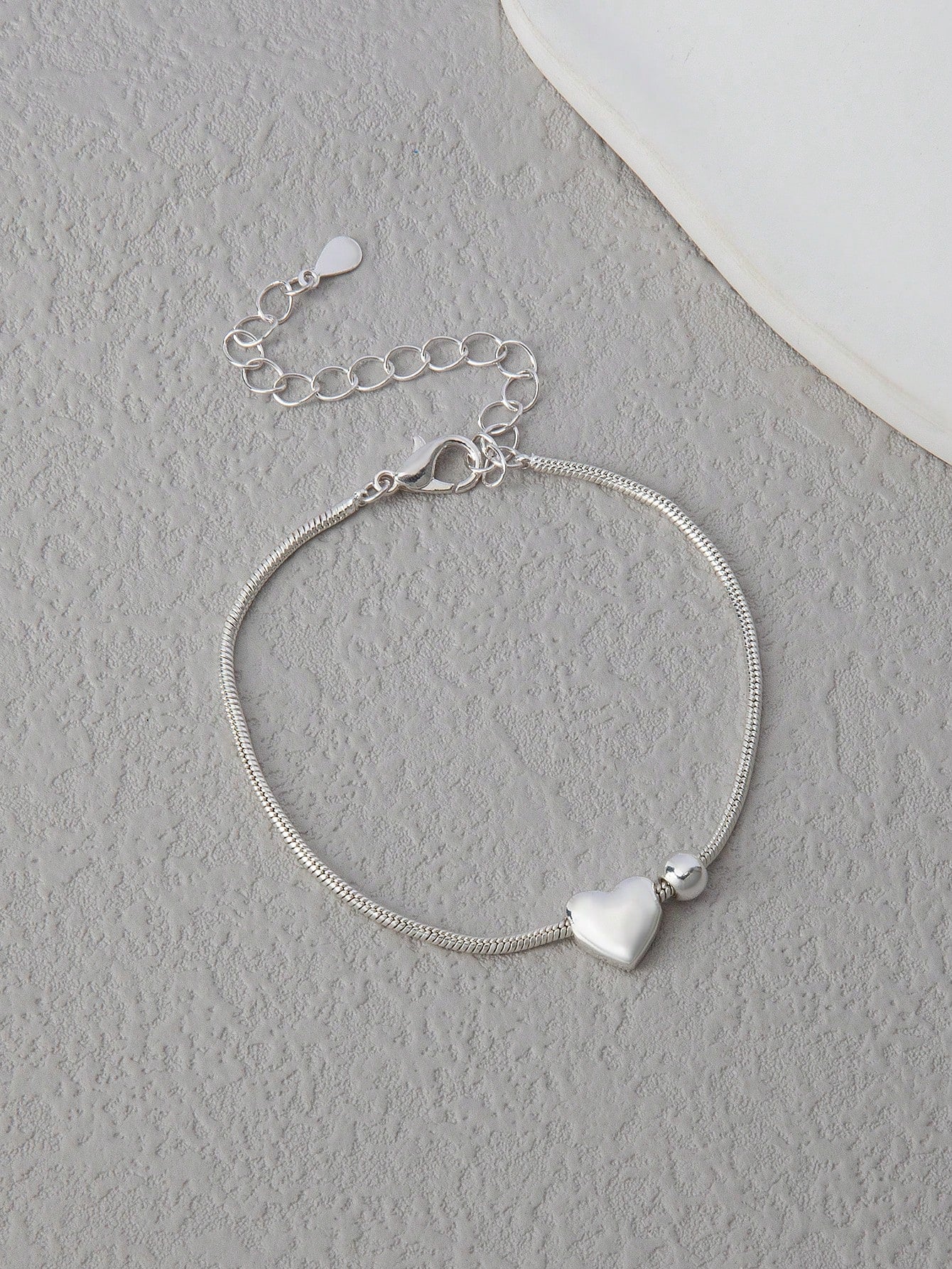 1Pc Elegant Stainless Steel Silver Color Non-Fading Heart Shaped Pendant Bracelet, Perfect Choice for Valentine'S Day, Anniversary, Daily Fashion Wear, Suitable for Daily Life and Holiday Gifts Valentines,Mom,Mother,Mother'S Day,Gift