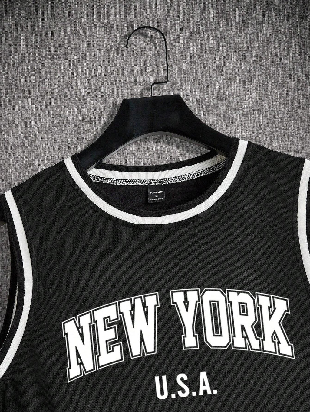 Manfinity ZONE917 Knit Mesh Letter Print Men'S Sleeveless Jersey Tank Top, Summer