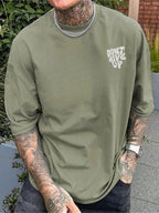 2025 Men'S round Neck Letter Print Casual Short Sleeve T-Shirt, Summer