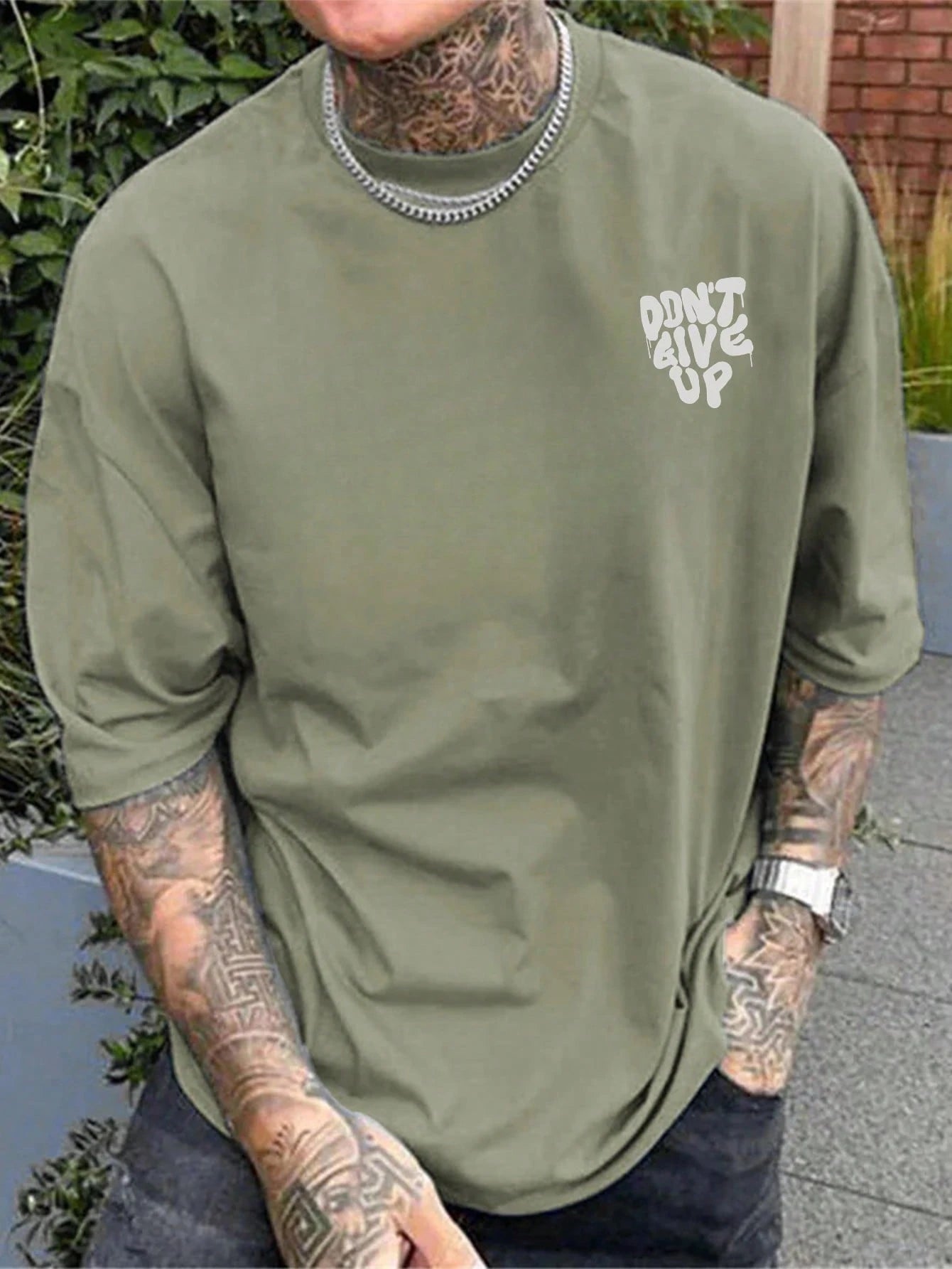 2025 Men'S round Neck Letter Print Casual Short Sleeve T-Shirt, Summer