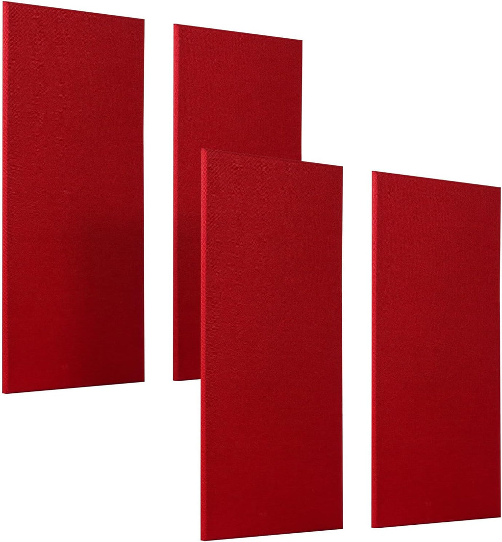 4 PCS Acoustic Panels Sound Absorbing Wall Art, Fabric Acoustic Wall Panels, 23.6"X11.8" Sound Absorbing Panels, Self Adhesive Sound Proof Panel, Noise Dampening Panels Studio Red