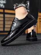 Men Stitch Detail Lace-Up Front Oxford Shoes